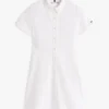 Abito a camicia con ricami e occhielli per bambina
