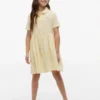 Abito a righe in misto cotone e lino per bambina