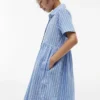 Abito a righe in misto cotone e lino per bambina