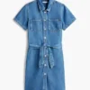 Abito chemisier in denim con cintura e lavaggio medio Abito chemisier in denim con cintura e lavaggio medio