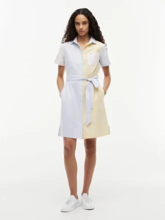 Abito chemisier Oxford a righe multiple