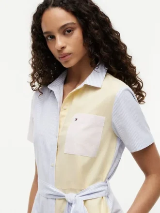 Abito chemisier Oxford a righe multiple