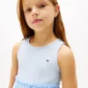 Abito combinato con ricami a occhielli per bambina