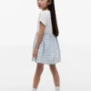 Abito combinato in seersucker a quadretti per bambina
