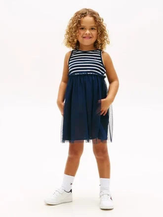 Abito combinato in tulle a righe per bambina