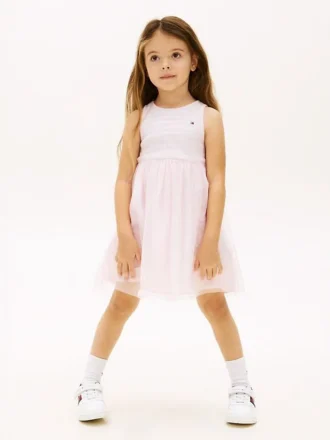 Abito combinato in tulle a righe per bambina