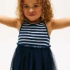 Abito combinato in tulle a righe per bambina Abito combinato in tulle a righe per bambina