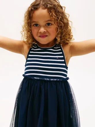 Abito combinato in tulle a righe per bambina