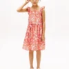 Abito da bambina con spalline arricciate e stampa floreale Abito da bambina con spalline arricciate e stampa floreale