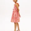 Abito da bambina con spalline arricciate e stampa floreale Abito da bambina con spalline arricciate e stampa floreale