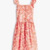 Abito da bambina con spalline arricciate e stampa floreale Abito da bambina con spalline arricciate e stampa floreale