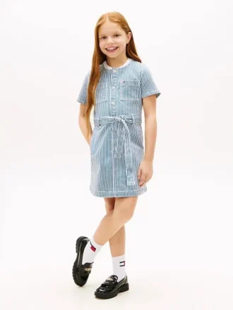 Abito in denim a righe per bambina