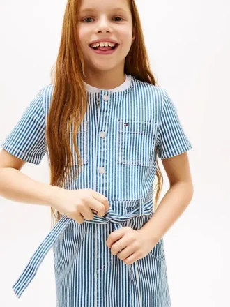 Abito in denim a righe per bambina