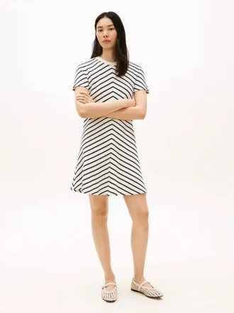 Abito in interlock a righe a zig-zag