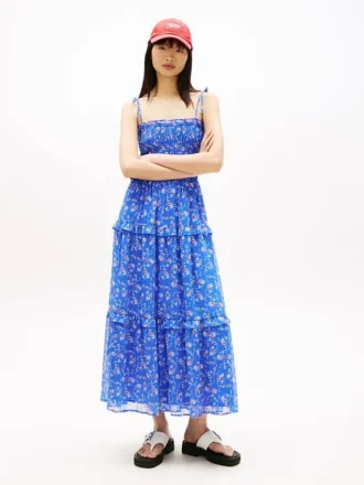 Abito lungo a balze in chiffon Tommy Jeans