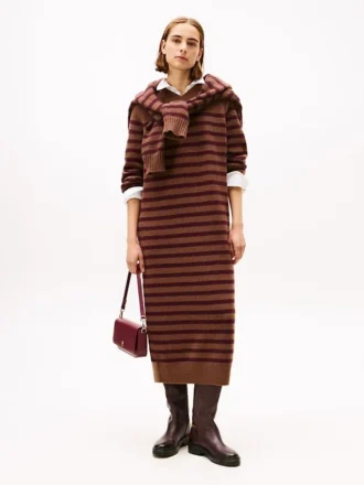 Abito maglione a righe in lana e cashmere