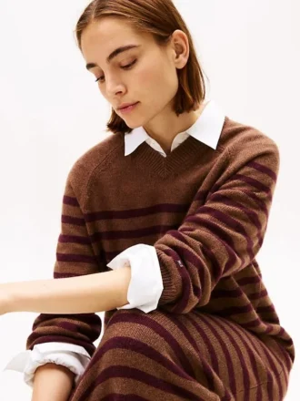 Abito maglione a righe in lana e cashmere