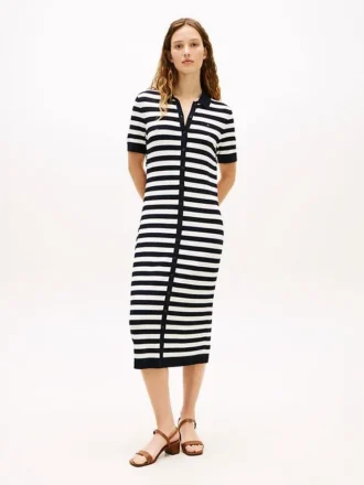 Abito maglione polo leggero a righe