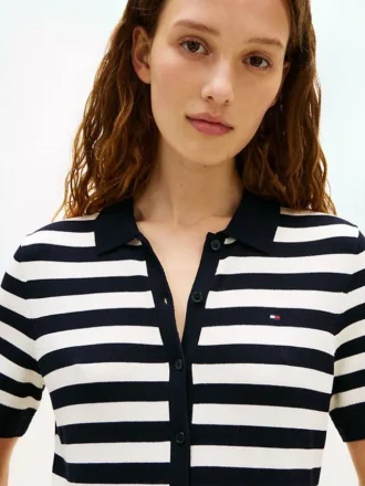 Abito maglione polo leggero a righe
