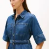 Abito midi in denim con cintura Abito midi in denim con cintura