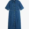 Abito midi in denim con cintura Abito midi in denim con cintura