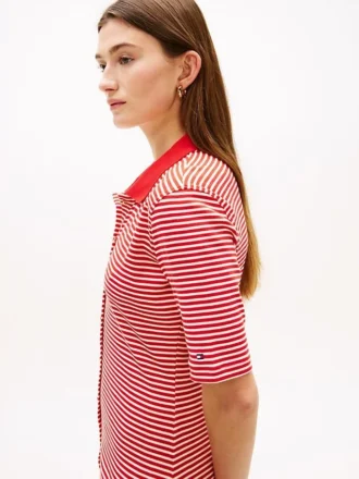 Abito midi polo con bottoni dorati