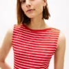Abito midi slim fit a righe con scollo a barchetta Abito midi slim fit a righe con scollo a barchetta