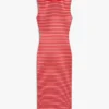Abito midi slim fit a righe con scollo a barchetta Abito midi slim fit a righe con scollo a barchetta
