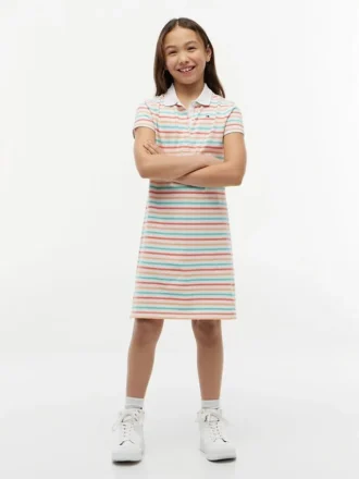 Abito polo a righe multiple per bambina