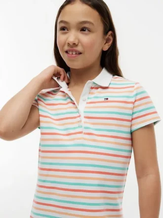 Abito polo a righe multiple per bambina