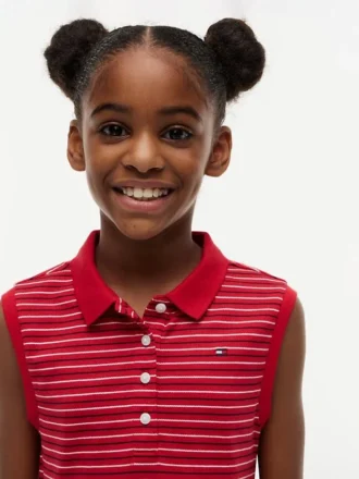 Abito polo a righe senza maniche per bambina