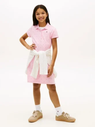Abito polo con stampa floreale su tutta la superficie per bambina