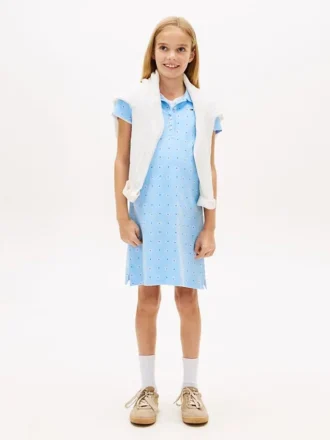 Abito polo con stampa floreale su tutta la superficie per bambina