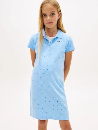Abito polo con stampa floreale su tutta la superficie per bambina
