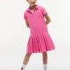 Abito polo elasticizzato a pieghe per bambina Abito polo elasticizzato a pieghe per bambina