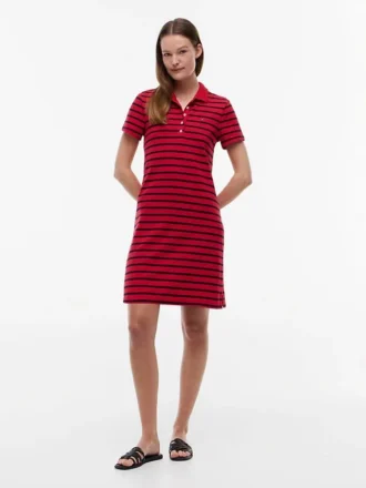 Abito polo in piqué elasticizzato a righe