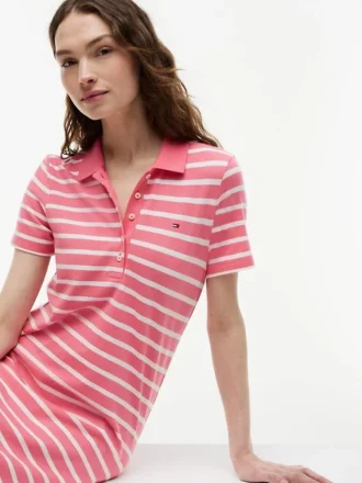 Abito polo in piqué elasticizzato a righe