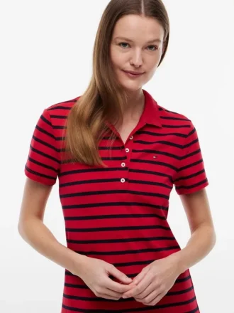Abito polo in piqué elasticizzato a righe