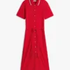 Abito polo midi con cintura e bordi a contrasto Abito polo midi con cintura e bordi a contrasto