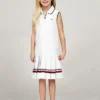 Abito polo senza maniche a pieghe per bambina