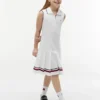 Abito polo senza maniche a pieghe per bambina
