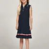 Abito polo senza maniche a pieghe per bambina