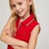 Abito polo senza maniche a pieghe per bambina