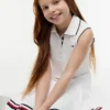 Abito polo senza maniche a pieghe per bambina