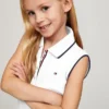 Abito polo senza maniche a pieghe per bambina
