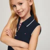 Abito polo senza maniche a pieghe per bambina
