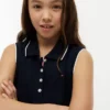 Abito polo senza maniche a pieghe per bambina