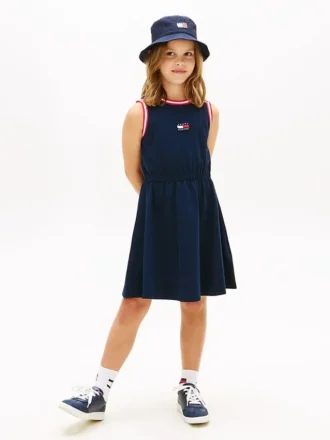 Abito senza maniche con logo bandiera ondulata per bambina