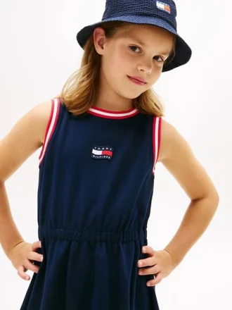Abito senza maniche con logo bandiera ondulata per bambina