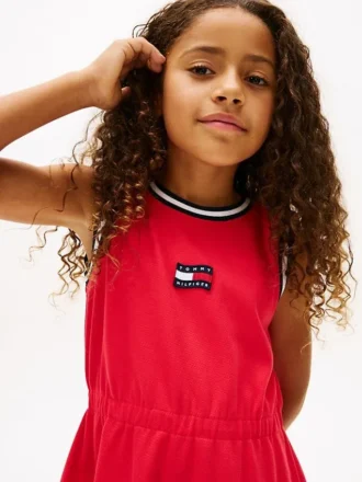 Abito senza maniche con logo bandiera ondulata per bambina